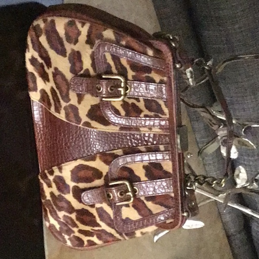 Isabella Flores vintage Leopard Print Handbag with Brown Accents